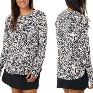 Lilly Pulitzer Luxletic Blythe UPF 50 Black, White and Cream Long Sleeve Tunic